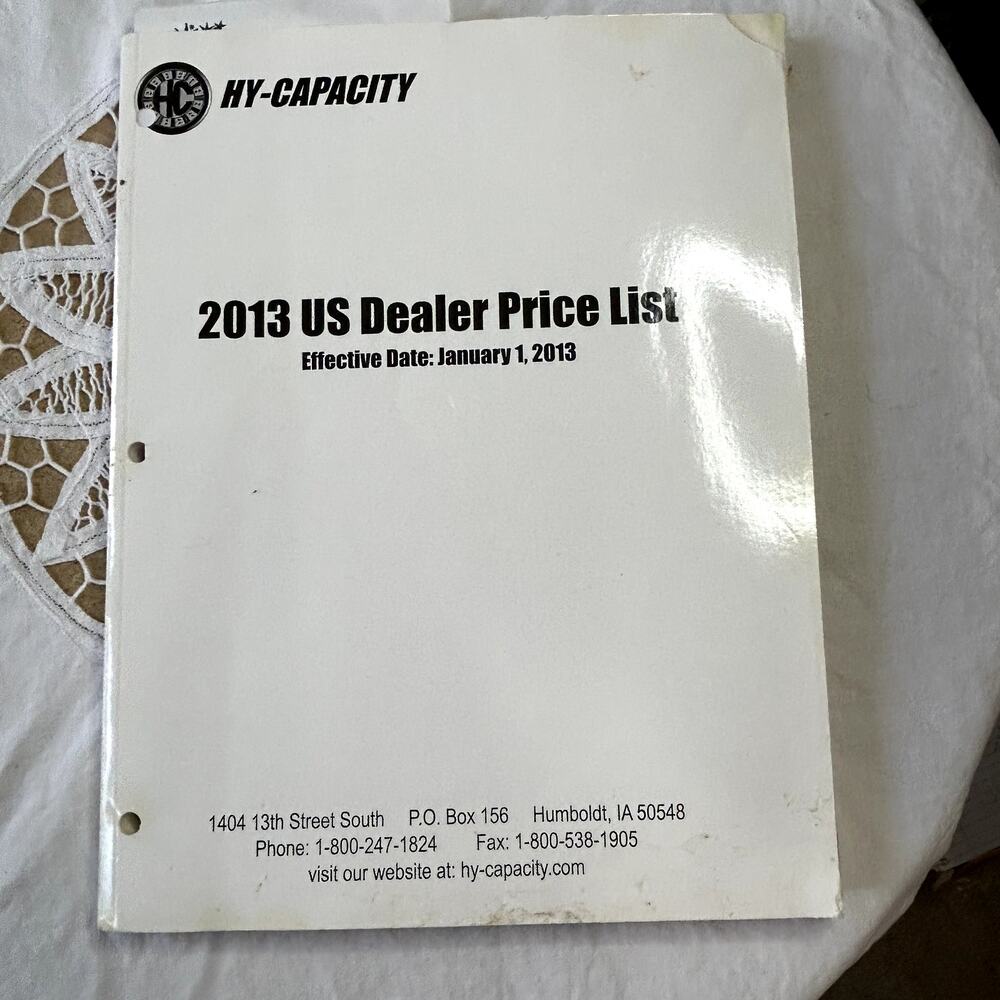 SKU 1644 Hy-Capacity 2013 Heavy Duty Parts Agricultural Equipment Price List